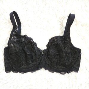 Felina black unlined lace underwire bra 34DD 34E